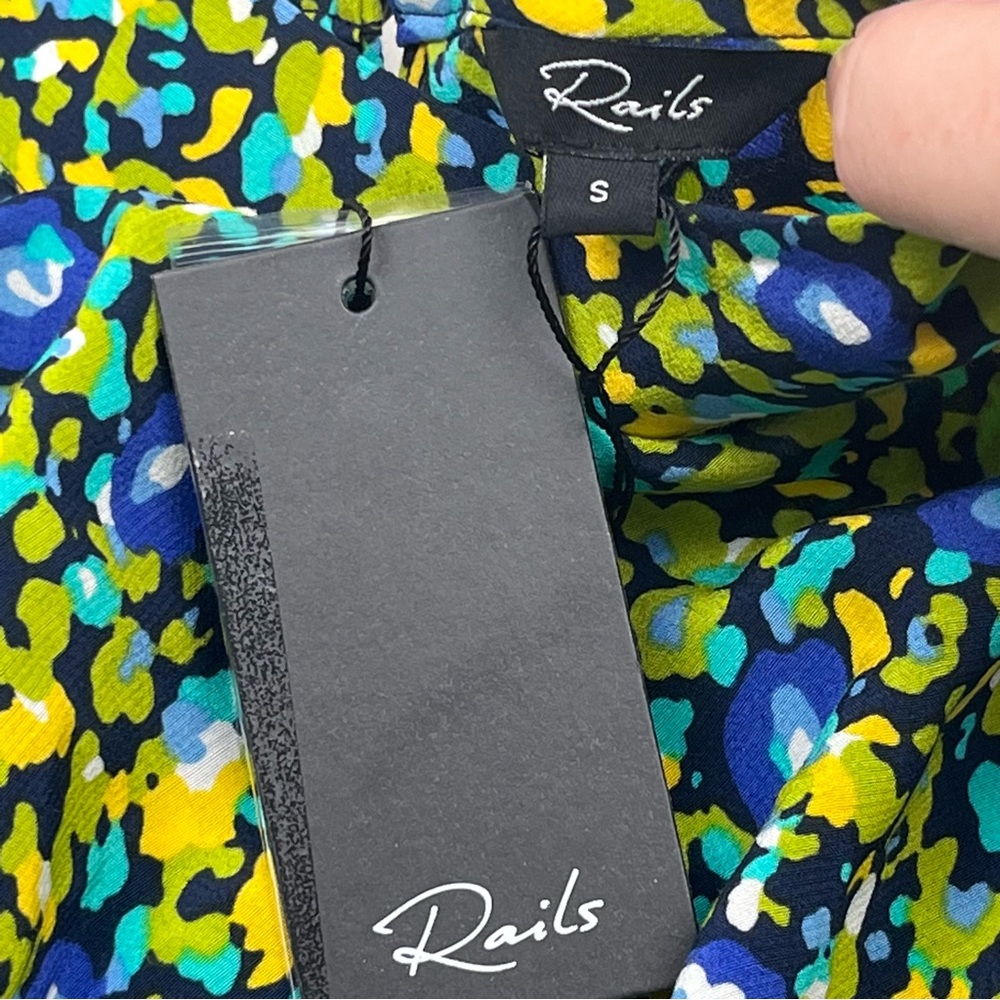 Rails‎ Carmel Midi Dress Abstract Garden Side Cutout Long Sleeve Size Small NEW - Picture 3 of 16